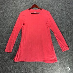 J Jill Top Womens Small Perfect Pima Delicate Trim Tunic Long Sleeve Salmon